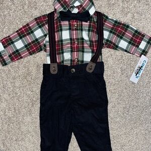 NWT Carters 3 piece suspender flannel set sz 3m